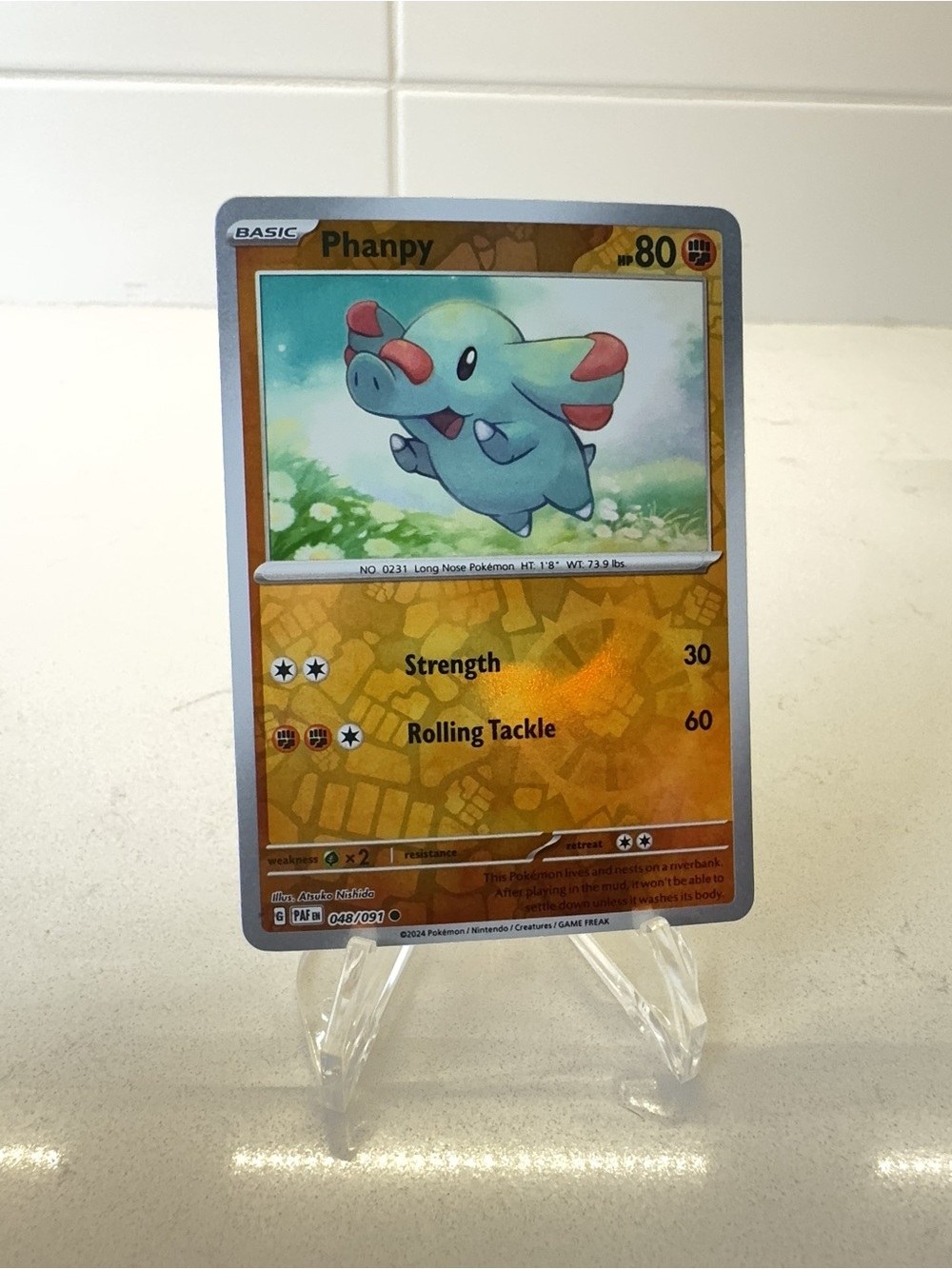 Pokemon TCG Card -  Phanpy [Reverse Holo] #48 Pokemon Paldean Fates